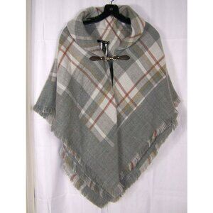 Revamped Knitted Blanket Plaid Poncho Shawl